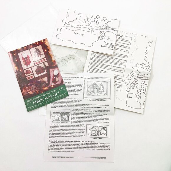 Northwoods Cabin Noel Santa Christmas Block Wall Quilt Sewing Craft Pattern 1994 - Picture 1 of 4